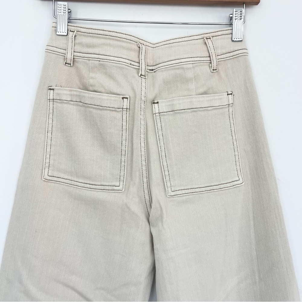 High-Waist Wide Leg Jeans in Beige - Women's Flare Jeans - Picture 12 of 14